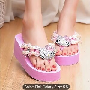 Pink Embellished Platform Sandals